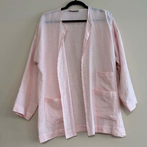 Linen Pastel Pink Lightweight Breathable Blazer Plus Size 4X - Picture 2 of 10
